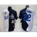 Men's Los Angeles Dodgers #22 Bad Bunny White Black Number 2022 Celebrity Softball Game Cool Base Jerseys