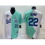 Mens Los Angeles Dodgers #22 Bad Bunny White Green 2022 All Star Cool Base Stitched Baseball Jersey