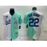 Men's Los Angeles Dodgers #22 Bad Bunny White Green Number 2022 Celebrity Softball Game Cool Base Jerseys