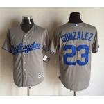 Men's Los Angeles Dodgers #23 Adrian Gonzalez Away Gray 2015 MLB Cool Base Jersey