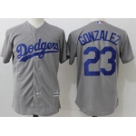 Men's Los Angeles Dodgers #23 Adrian Gonzalez Gray Alternate Stitched MLB Majestic Flex Base Jersey