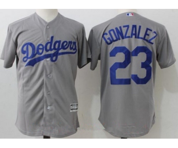 Men's Los Angeles Dodgers #23 Adrian Gonzalez Gray Alternate Stitched MLB Majestic Flex Base Jersey