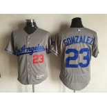 Men's Los Angeles Dodgers #23 Adrian Gonzalez Gray Road 2016 Flexbase Majestic Baseball Jersey