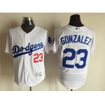 Men's Los Angeles Dodgers #23 Adrian Gonzalez White 2016 Flexbase Majestic Baseball Jersey