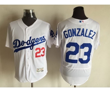 Men's Los Angeles Dodgers #23 Adrian Gonzalez White 2016 Flexbase Majestic Baseball Jersey