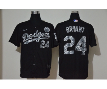 Men's Los Angeles Dodgers #24 Kobe Bryant Black Silver Mamba Stitched MLB Cool Base Nike Jersey