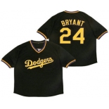 Men's Los Angeles Dodgers #24 Kobe Bryant Black Stitched Pullover Throwback Jersey