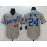 Men's Los Angeles Dodgers #24 Kobe Bryant Grey KB Patch Stitched MLB Cool Base Nike Jersey