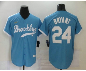 Men's Los Angeles Dodgers #24 Kobe Bryant Light Blue Stitched MLB Cool Base Cooperstown Collection Nike Jersey