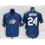 Men's Los Angeles Dodgers #24 Kobe Bryant Navy Blue Pinstripe 2020 World Series Cool Base Nike Jersey