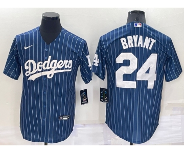 Men's Los Angeles Dodgers #24 Kobe Bryant Navy Blue Pinstripe Stitched MLB Cool Base Nike Jersey