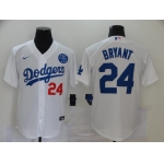 Men's Los Angeles Dodgers #24 Kobe Bryant White KB Patch Stitched MLB Cool Base Nike Jersey