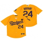 Men's Los Angeles Dodgers #24 Kobe Bryant Yellow KB Patch Stitched MLB Cool Base Nike Jersey