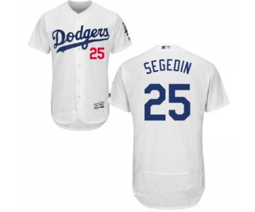 Men's Los Angeles Dodgers #25 Rob Segedin White Home Stitched MLB 2016 Majestic Flex Base Jersey