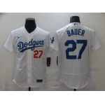 Men's Los Angeles Dodgers #27 Trevor Bauer White Stitched MLB Flex Base Nike Jersey