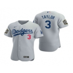 Men's Los Angeles Dodgers #3 Chris Taylor Gray 2020 World Series Authentic Flex Nike Jersey