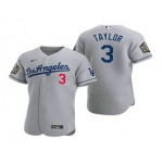 Men's Los Angeles Dodgers #3 Chris Taylor Gray 2020 World Series Authentic Road Flex Nike Jersey