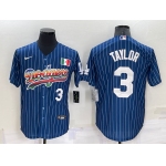 Men's Los Angeles Dodgers #3 Chris Taylor Number Rainbow Blue Red Pinstripe Mexico Cool Base Nike Jersey