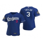 Men's Los Angeles Dodgers #3 Chris Taylor Royal 2020 World Series Authentic Flex Nike Jersey