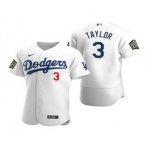 Men's Los Angeles Dodgers #3 Chris Taylor White 2020 World Series Authentic Flex Nike Jersey