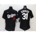 Men's Los Angeles Dodgers #31 Max Scherzer Black Stitched MLB Flex Base Nike Jersey