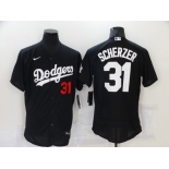 Men's Los Angeles Dodgers #31 Max Scherzer Black Stitched MLB Flex Base Nike Jersey