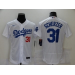 Men's Los Angeles Dodgers #31 Max Scherzer White Stitched MLB Flex Base Nike Jersey