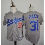 Men's Los Angeles Dodgers #31 Mike Piazza Retir Gray 2016 Flexbase Majestic Baseball Jersey