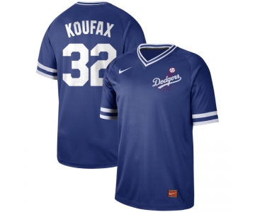 Men's Los Angeles Dodgers 32 Sandy Koufax Blue Throwback Jersey