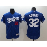 Men's Los Angeles Dodgers #32 Sandy Koufax Retired Blue 2016 Flexbase Majestic Baseball Jersey