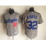 Men's Los Angeles Dodgers #32 Sandy Koufax Retired Gray Road 2016 Flexbase Majestic Baseball Jersey