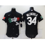 Men's Los Angeles Dodgers #34 Fernando Valenzuela Black Mexico 2020 World Series Flex Base Nike Jersey