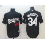 Men's Los Angeles Dodgers 34 Fernando Valenzuela Black Turn Back The Clock Cool Base Jersey