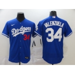 Men's Los Angeles Dodgers #34 Fernando Valenzuela Blue Stitched MLB Flex Base Nike Jersey