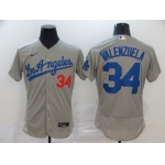 Men's Los Angeles Dodgers #34 Fernando Valenzuela Gray Stitched MLB Flex Base Nike Jersey