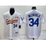 Men's Los Angeles Dodgers #34 Fernando Valenzuela Rainbow Blue White Mexico Cool Base Nike Jersey