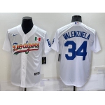 Men's Los Angeles Dodgers #34 Fernando Valenzuela Rainbow White Mexico Cool Base Nike Jersey