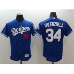 Men's Los Angeles Dodgers #34 Fernando Valenzuela Retired Blue 2016 Flexbase Majestic Baseball Jersey