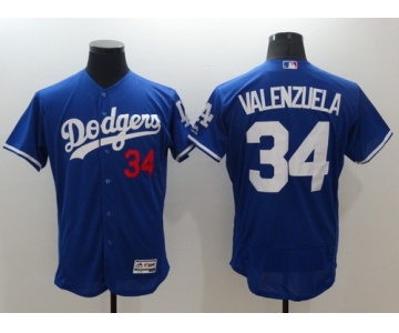 Men's Los Angeles Dodgers #34 Fernando Valenzuela Retired Blue 2016 Flexbase Majestic Baseball Jersey