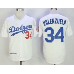 Men's Los Angeles Dodgers #34 Fernando Valenzuela White 1981 Throwback Cooperstown Collection Stitched MLB Mitchell & Ness Jersey