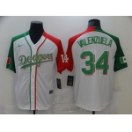 Men's Los Angeles Dodgers #34 Fernando Valenzuela White Mexican Heritage Culture Night Nike Jersey