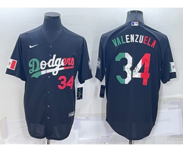 Men's Los Angeles Dodgers #34 Toro Valenzuela Mexico Black Cool Base Stitched Baseball Jersey