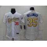 Men's Los Angeles Dodgers #35 Cody Bellinger 2021 White Gold Sttiched Jersey