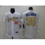 Men's Los Angeles Dodgers #35 Cody Bellinger 2021 White Gold Sttiched Jersey