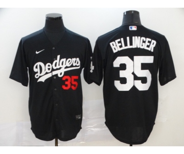 Men's Los Angeles Dodgers #35 Cody Bellinger Black Stitched MLB Cool Base Nike Jersey