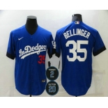 Men's Los Angeles Dodgers #35 Cody Bellinger Blue #2 #20 Patch City Connect Number Cool Base Stitched Jersey