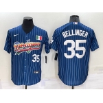 Men's Los Angeles Dodgers #35 Cody Bellinger Number Rainbow Blue Red Pinstripe Mexico Cool Base Nike Jersey