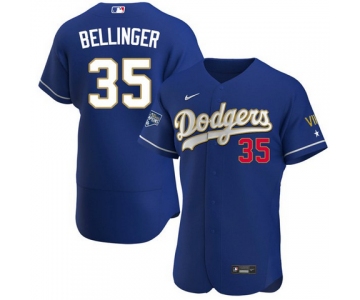 Men's Los Angeles Dodgers #35 Cody Bellinger Royal Blue Championship Flex Base Sttiched MLB Jersey