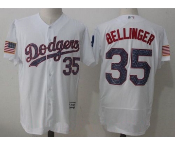 Men's Los Angeles Dodgers #35 Cody Bellinger White 2017 Independence Stars & Stripes Stitched MLB Majestic Flex Base Jersey