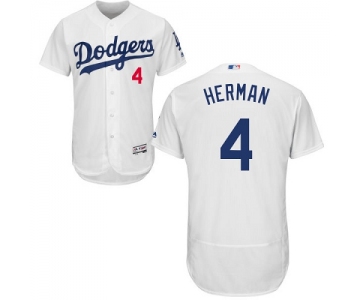 Men's Los Angeles Dodgers #4 Babe Herman Authentic White Baseball Flex Base Home Jersey